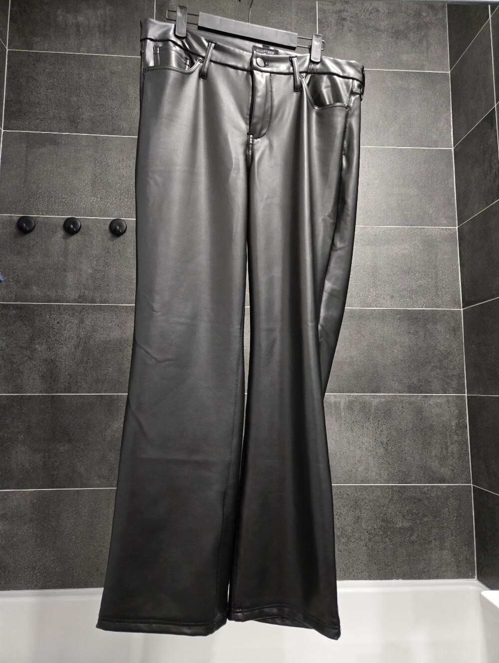 NYDJ Luxe Black Faux Leather Straight-Leg Pants